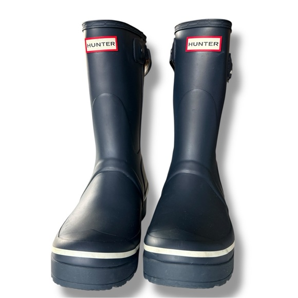 Hunter Original Short Wedge Backstrap Nords Boots Navy Dark Slate White Size 9 - Picture 5 of 9